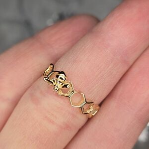 Honeycomb Bee Ring S925 Sterling Silver Sz.7